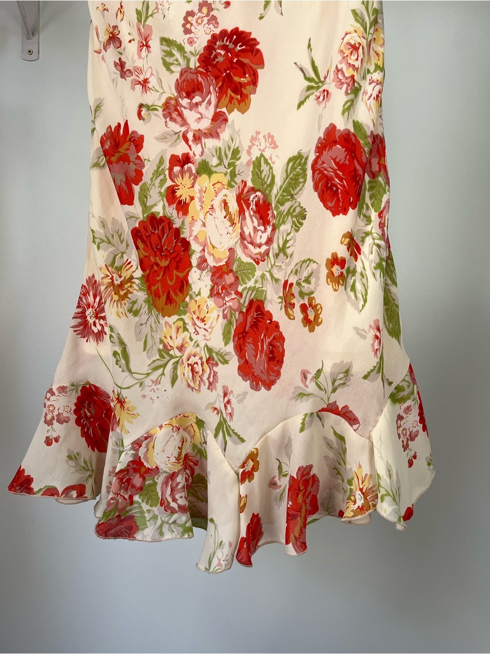Jessica Petites Ivory Midi Skirt with Red Floral Print - Picture 8 of 13